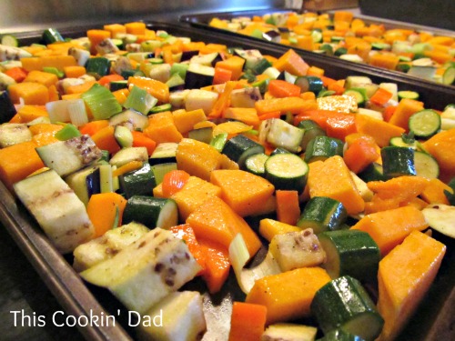 roasted butternut squash ratatouille raw veggies