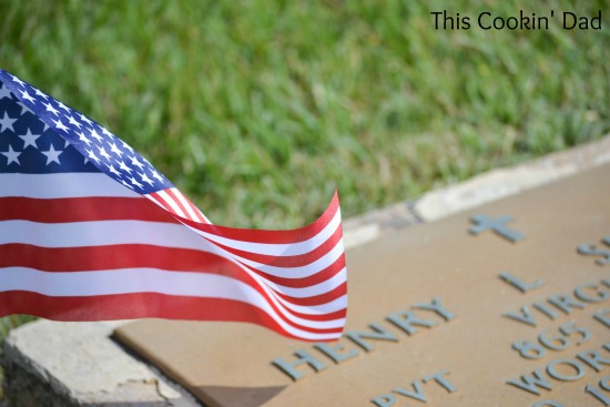 Memorial Day Headstone and Flag